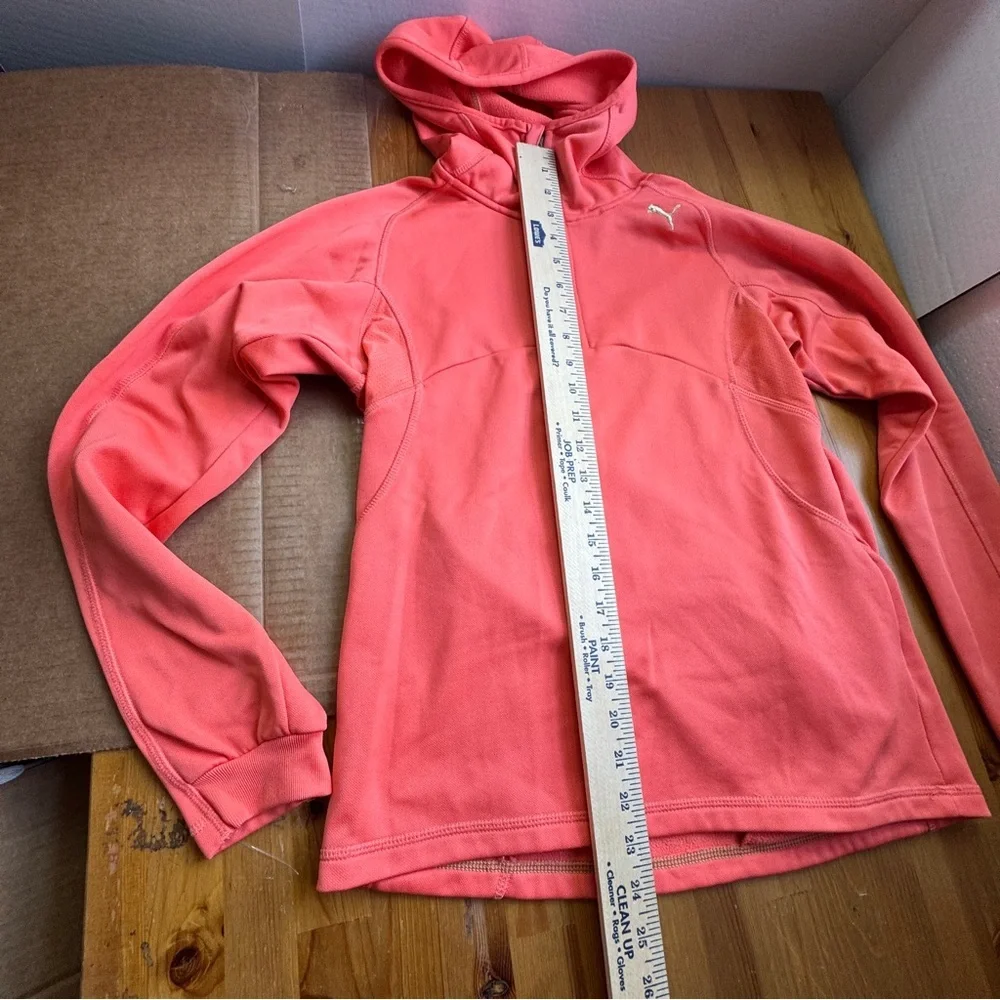 Puma quarter zip pullover hoodie size small orange women's - Picture 5 of 10